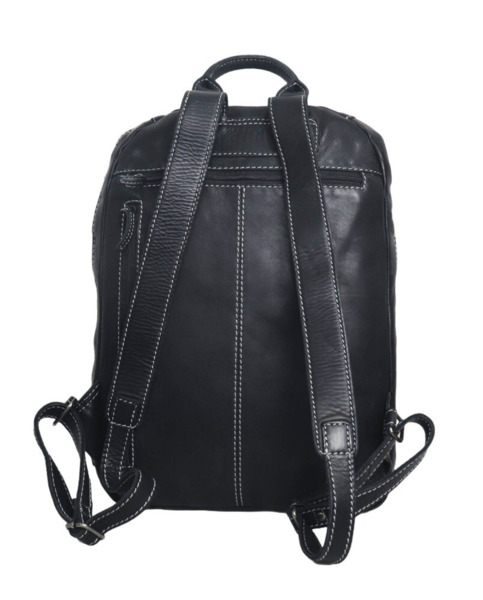 Mochila STAMP grande en piel lavada Tichi negra (4)