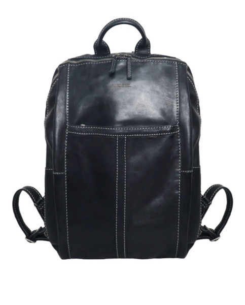Mochila STAMP grande en piel lavada Tichi negra