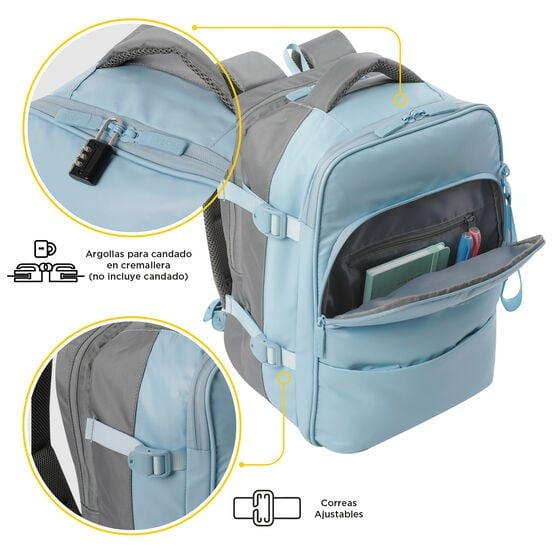 Mochila TOTTO City azul celeste-mochila de cabina (5)