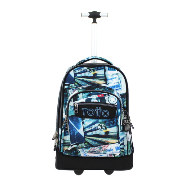 Mochila TOTTO escolar con ruedas postales y casetes - Papel (1)