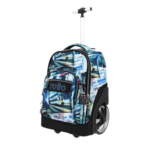 Mochila TOTTO escolar con ruedas postales y casetes - Papel
