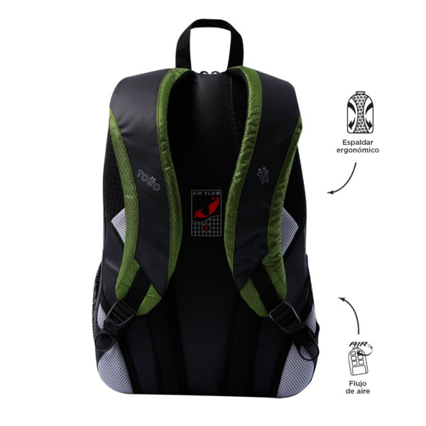 Mochila TOTTO Titanio 2.0 negro y verde (4)
