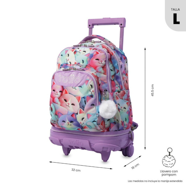 Mochila TOTTO TIZA  ruedas desmontable Menwsy 3D gatos (1)