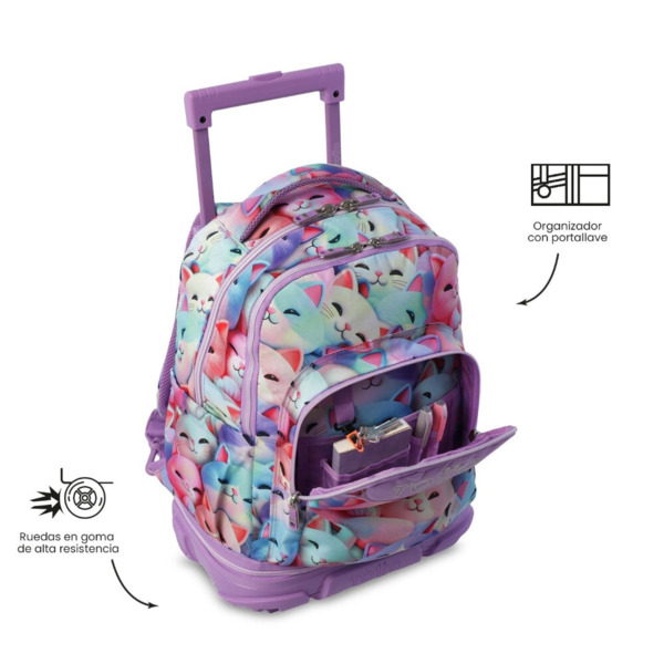 Mochila TOTTO TIZA  ruedas desmontable Menwsy 3D gatos (4)