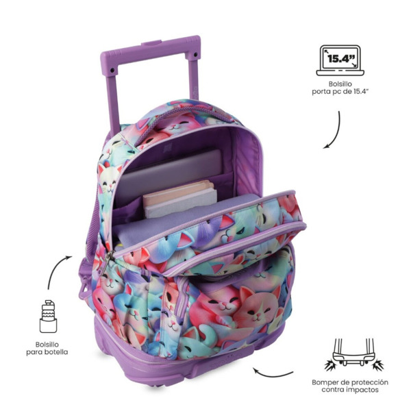 Mochila TOTTO TIZA  ruedas desmontable Menwsy 3D gatos (5)
