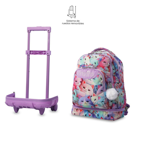 Mochila TOTTO TIZA  ruedas desmontable Menwsy 3D gatos (6)