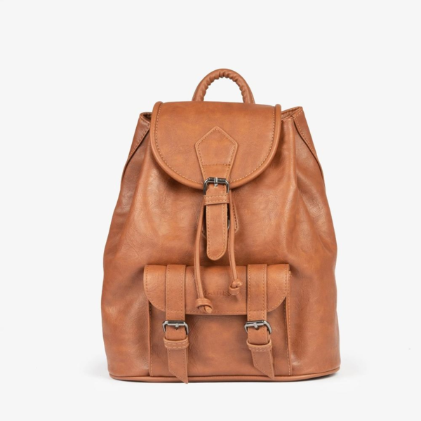MOCHILA UNISEX CLÁSICA, COLOR CUERO