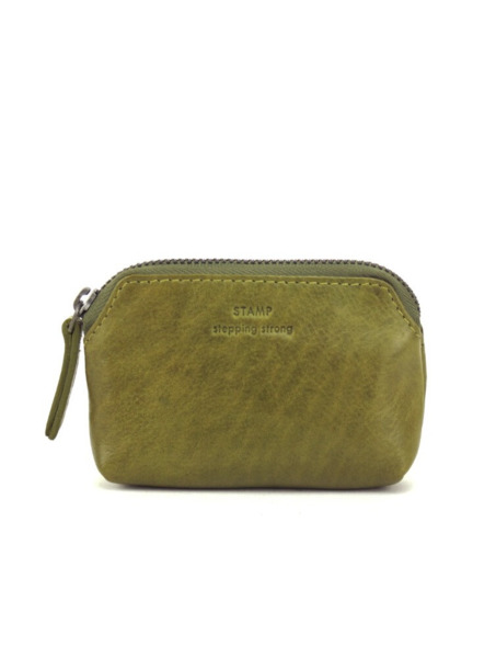 Monedero en piel lavada STAMP Chara verde