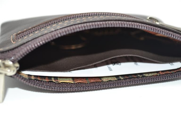 Monedero llavero  LUGUPELL 2 cremalleras con tarjetero interior marron (3)