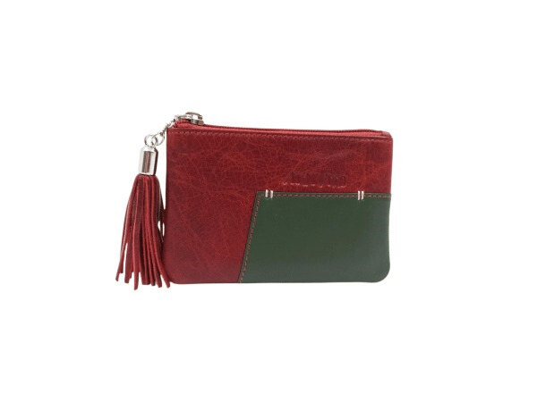 Monedero piel ANA NAVARRO combinado rojo-verde (1)