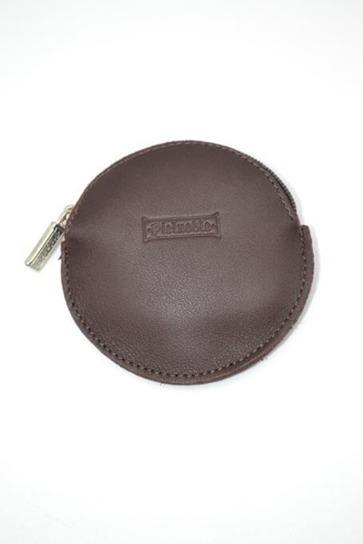Monedero PIEL NOBLE redondo marron