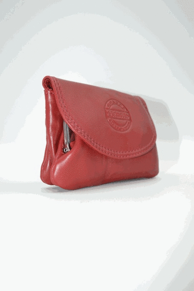 Monedero PIELNOBLE de boquilla con solapa cereza (1)