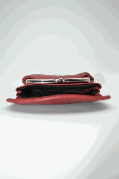 Monedero PIELNOBLE de boquilla con solapa cereza (3)