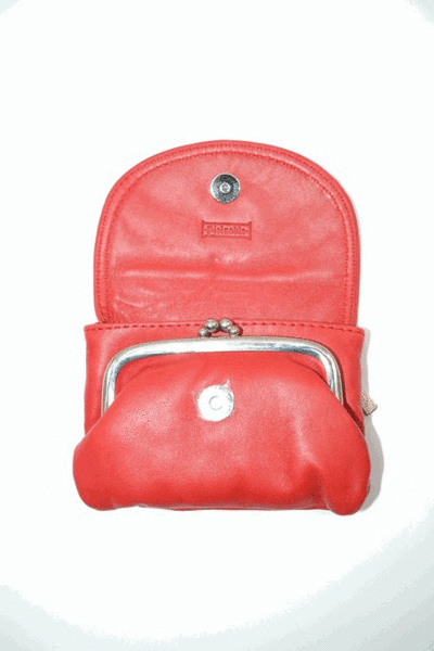 Monedero PIELNOBLE de boquilla con solapa rojo (4)