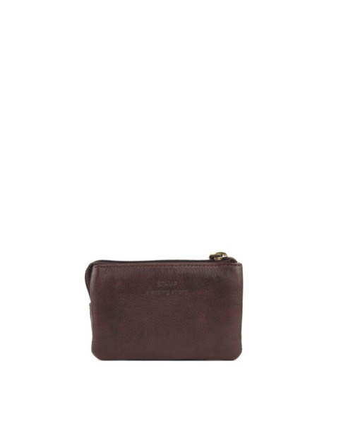 Monedero STAMP de mujer en piel lavada de color marrón (3)