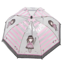 Paraguas  Gorjuss transparente rosa con negro