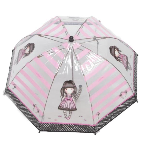 Paraguas  Gorjuss transparente rosa con negro (1)
