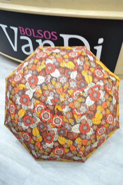 Paraguas MUNDI corto automatico flores amarillo