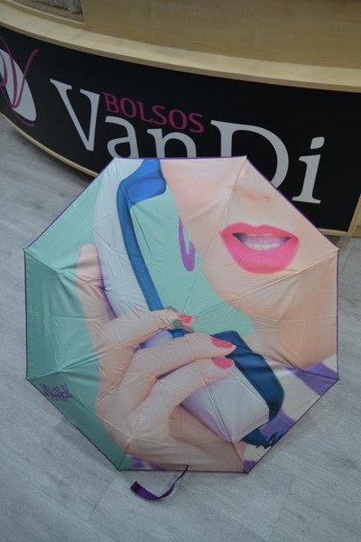 Paraguas MUNDI corto telefono violeta