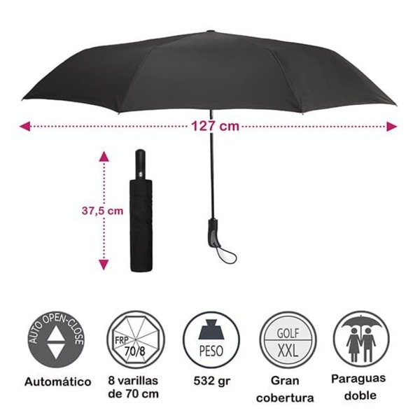 Paraguas VOGUE XXL plegable negro (5)